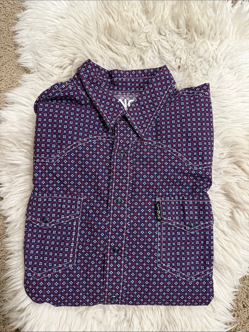CINCH MEN'S MODERN FIT SNAP FRONT WESTERN SHIRT Large Geometric Print